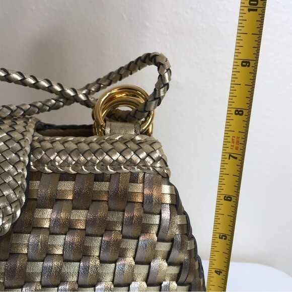 Bags by Warren Reed Vintage Gold Bronze Faux Leather Woven Braided Strap Retro - Picture 9 of 14